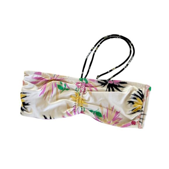 Scotch & Soda White Multicolor Floral Print Halter Tie Bandeau Bikini Top Sz XL - Picture 1 of 5